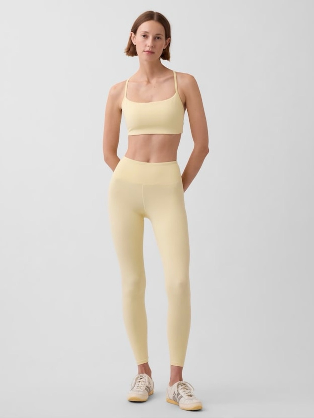 NWOT Set GapFit Smooth High Rise Legging & bra Butter Yellow Size Small